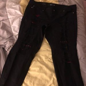 NWOT Torrid size 26 black (and plaid) ripped jeans